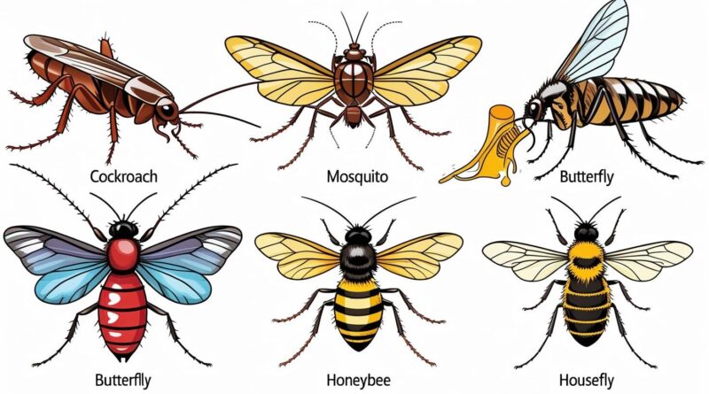 To-study-the-mouth-parts-of-the-following-insects-Cockroach-Mosquito-Butterfly-Honey-Bee-House-Fly