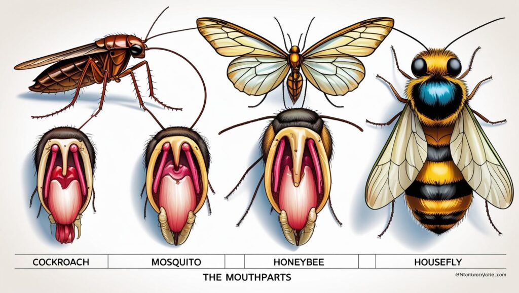To-study-the-mouth-parts-of-the-following-insects-Cockroach-Mosquito-Butterfly-Honey-Bee-House-Fly