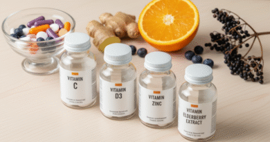 A clean visual guide of research-backed Immunity Boosting Supplements, including Vitamin $\text{D}_3$, Vitamin C, and Zinc capsules, to strengthen defenses this season.